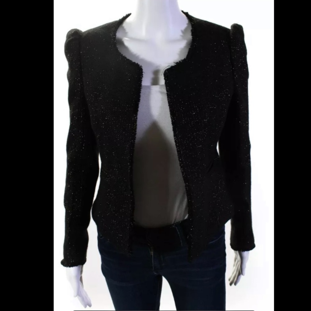 Joes Womens Shoulder Padded Long Sleeve Open Front Blazer Black Size Small